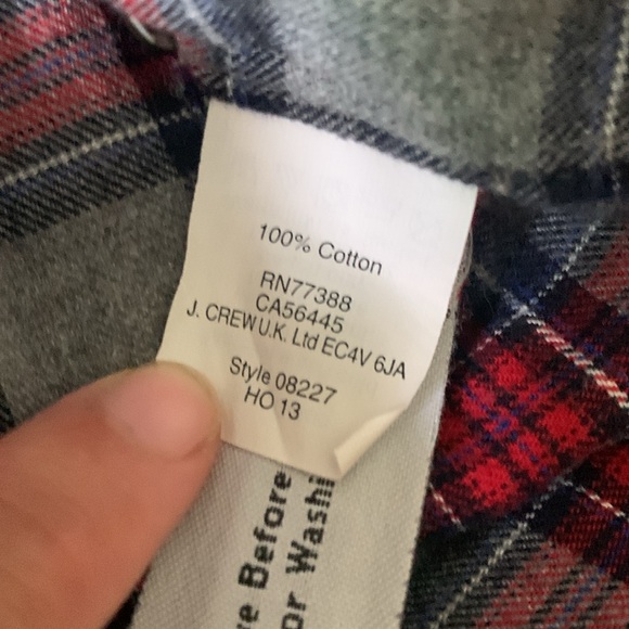 J. Crew boys cotton flannel plaid red and grey button down shirt - Picture 4 of 4